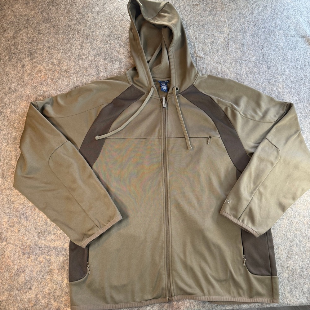 NordicTrack Full Zip Hoodie Mens XL Olive Green Brown Athletic Active Jacket